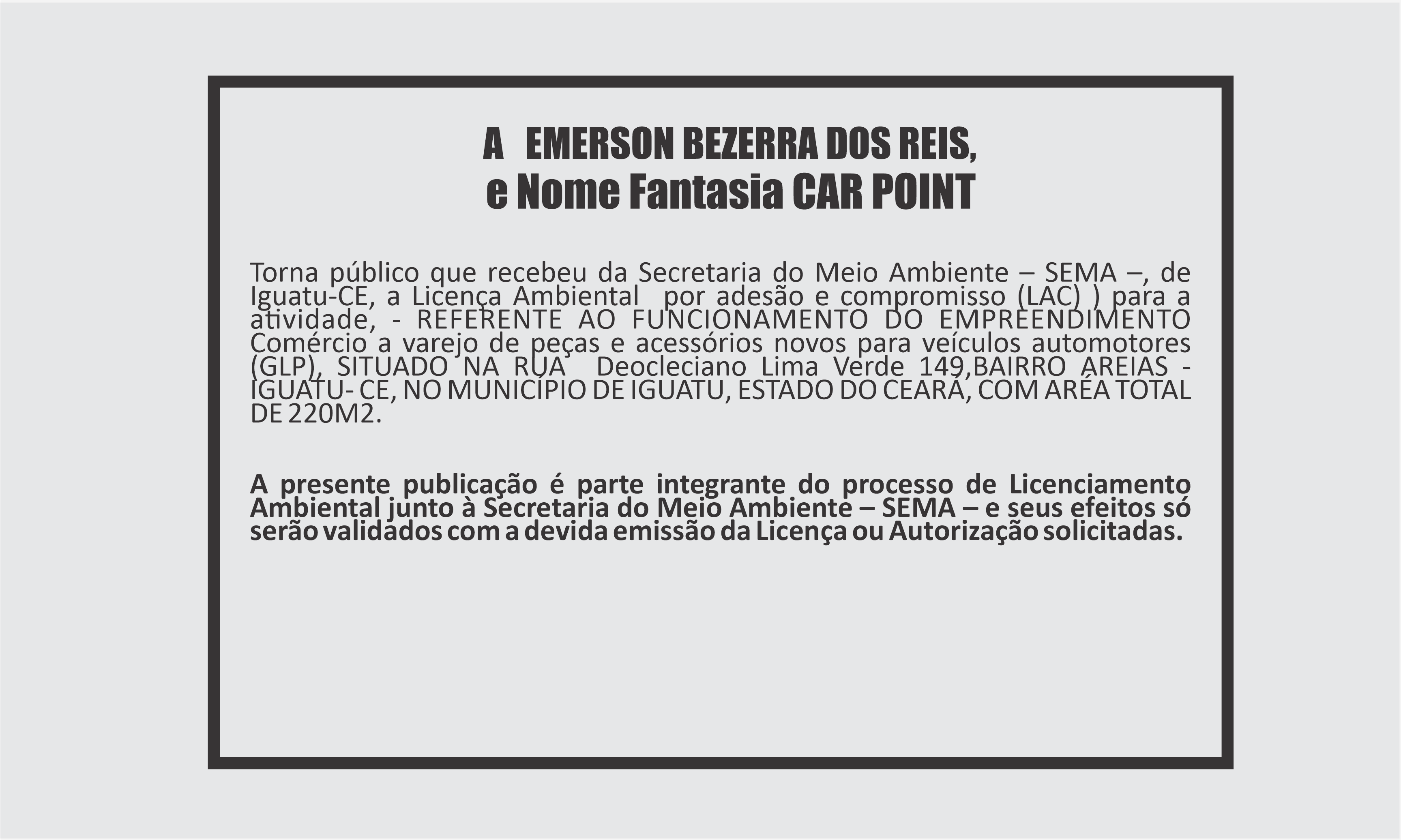 EDITAL: EMERSON BEZERRA DOS REIS