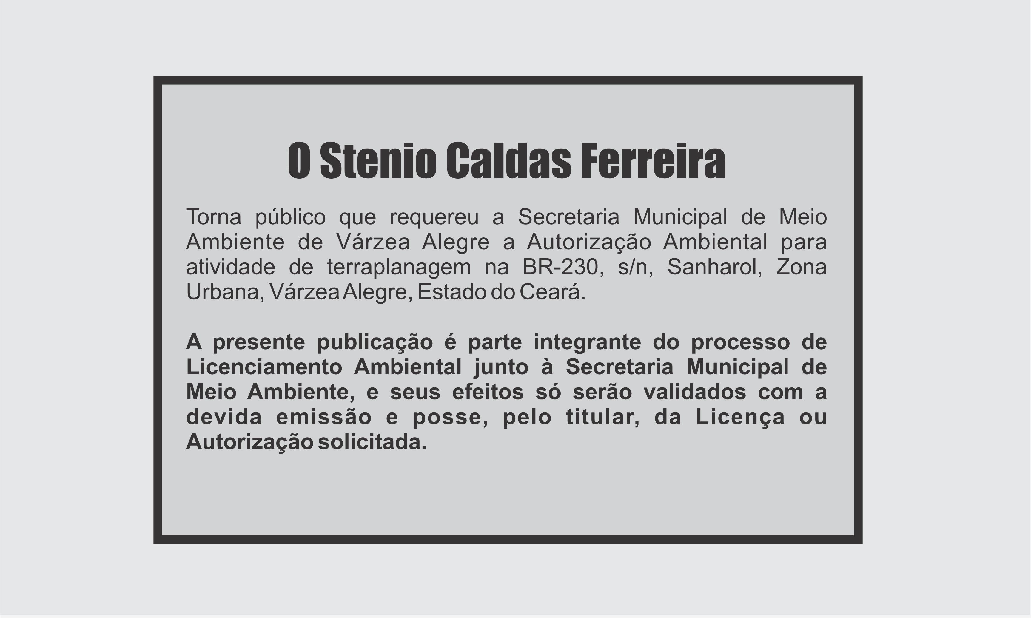 EDITAL; Stenio Caldas Ferreira