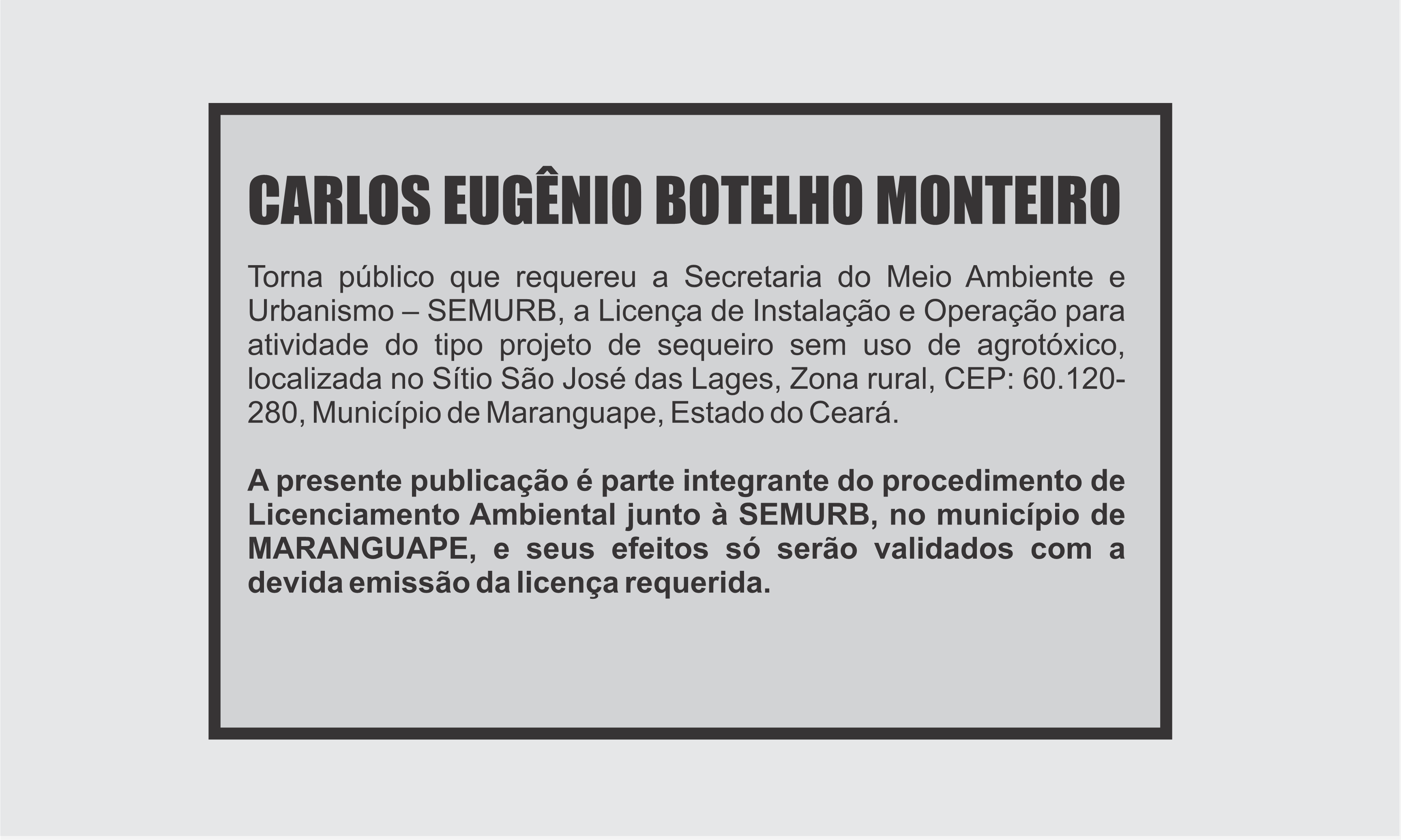 EDITAL: CARLOS EUGÊNIO BOTELHO MONTEIRO